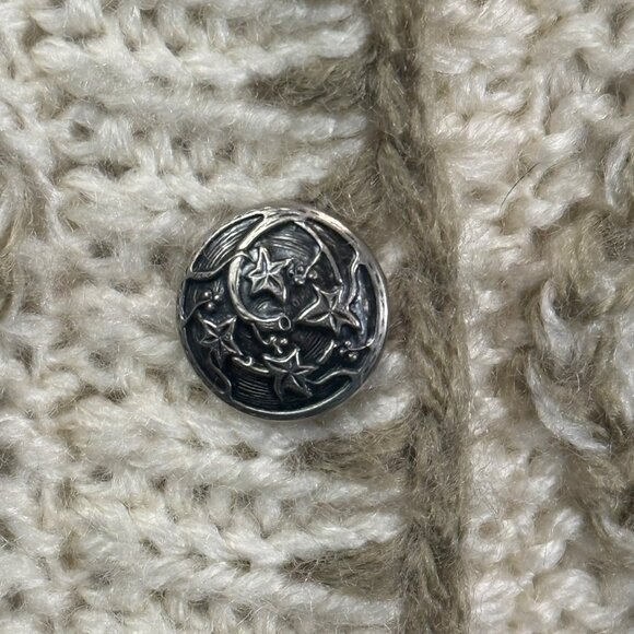Russ Petites Acrylic Knit Cardigan Sweater Embroidered Ivory Button Front L - Picture 5 of 6